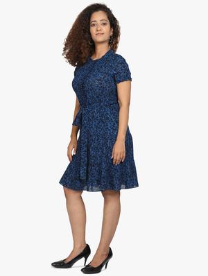 tie front printed a-line dress - 17431786 - Standard Image - 2