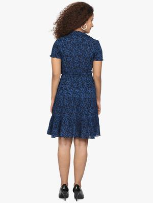 tie front printed a-line dress - 17431786 - Standard Image - 3