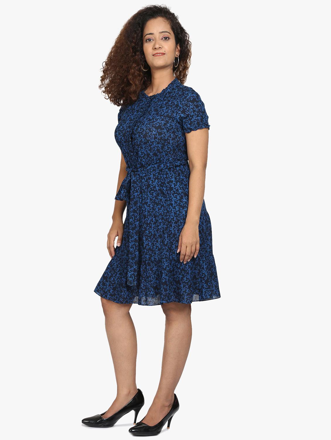 tie front printed a-line dress - 17431786 - Zoom Image - 2