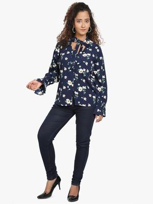 tie up neck floral top - 17431792 - Standard Image - 4