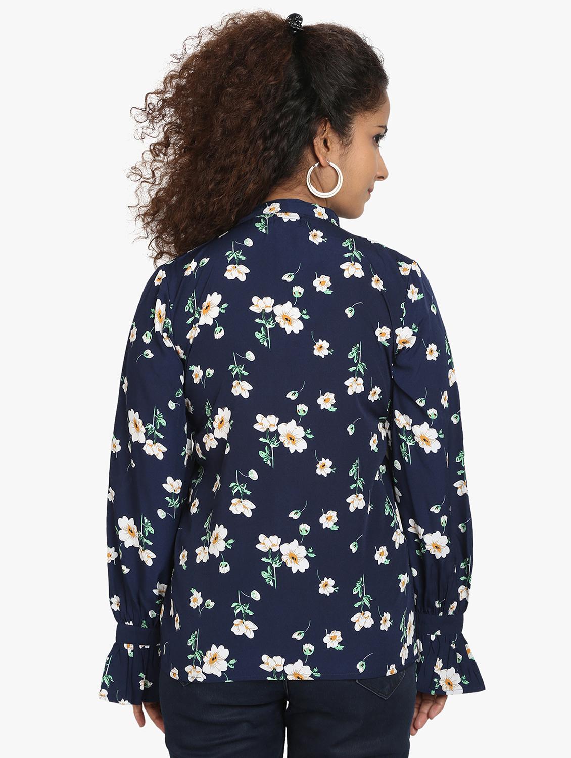 tie up neck floral top - 17431792 - Zoom Image - 3