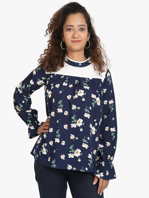mock neck floral top - 17431795 - Standard Image - 1