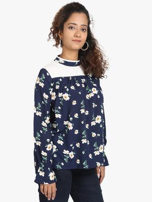 mock neck floral top - 17431795 - Standard Image - 2