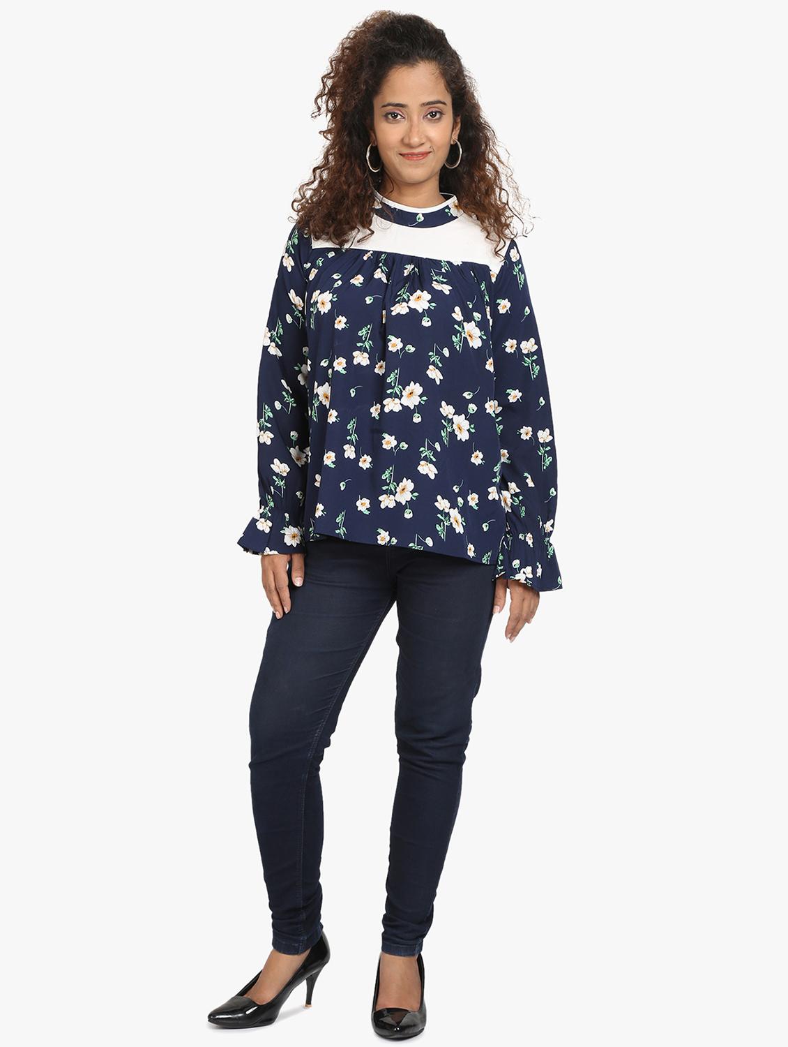 mock neck floral top - 17431795 - Zoom Image - 4