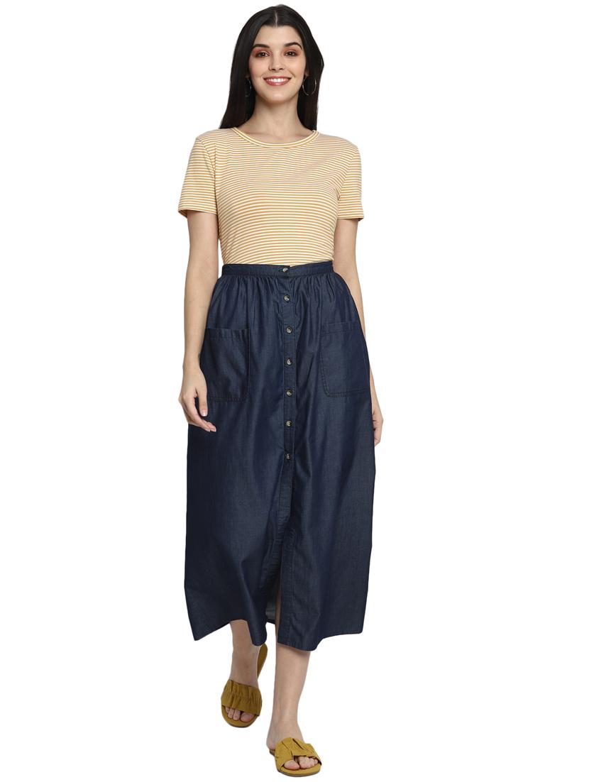 button up denim skirt - 17431830 - Zoom Image - 4