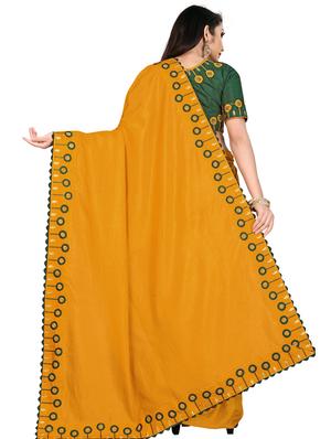 mustard cotton silk embroidered saree with blouse - 17432076 - Standard Image - 2