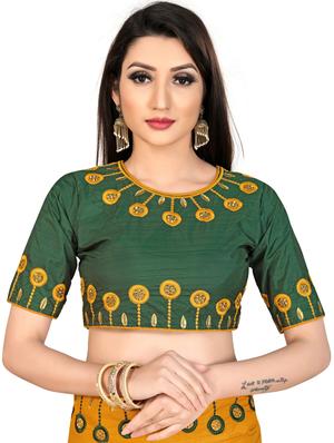mustard cotton silk embroidered saree with blouse - 17432076 - Standard Image - 3