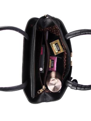 black leatherette (pu) combo handbag - 17432129 - Standard Image - 3