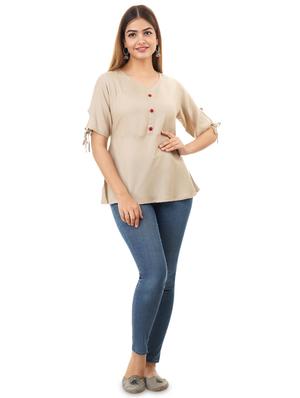 tie knot sleeved v-neck top - 17432144 - Standard Image - 4