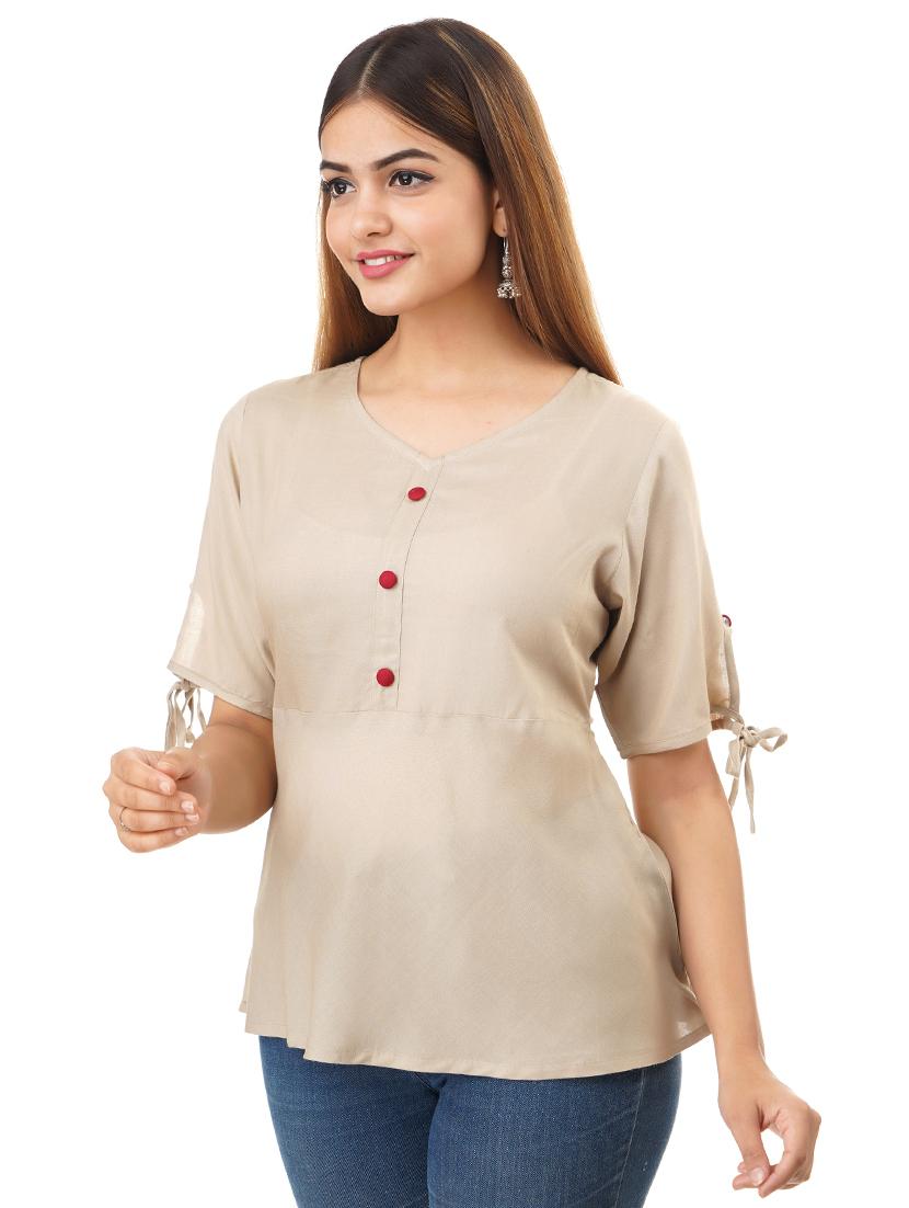 tie knot sleeved v-neck top - 17432144 - Zoom Image - 2