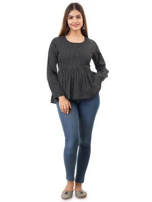 round neck polka dot peplum top - 17432146 - Standard Image - 3