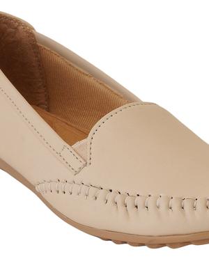 beige synthetic slip on loafers - 17432430 - Standard Image - 5