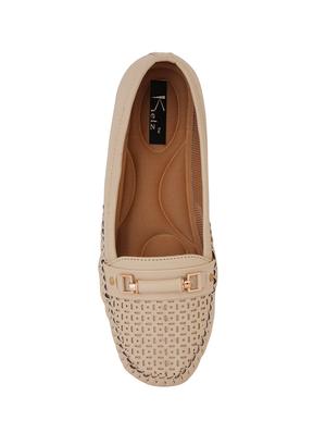 beige synthetic slip on loafers - 17432433 - Standard Image - 4