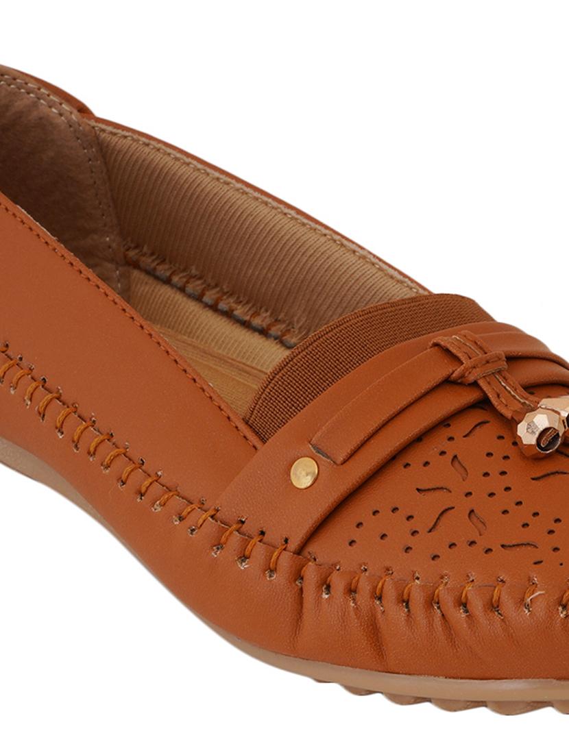 tan synthetic slip on loafers - 17432437 - Zoom Image - 5