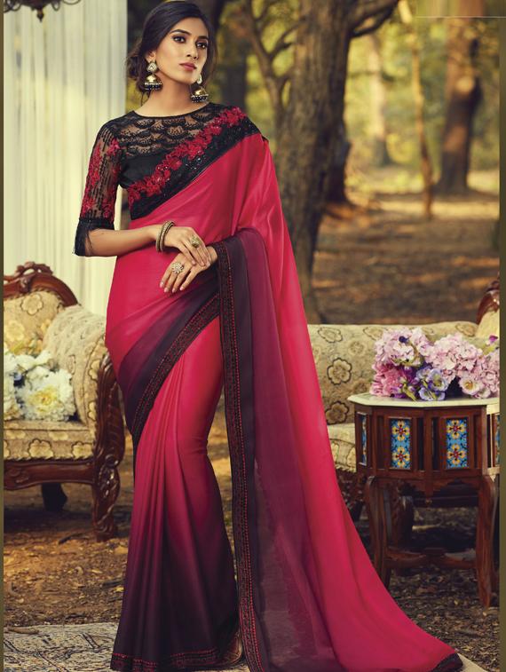 ombre embroidered saree with blouse - 17432657 - Zoom Image - 1