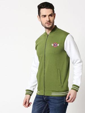 olive green color block bomber jacket - 17432772 - Standard Image - 2