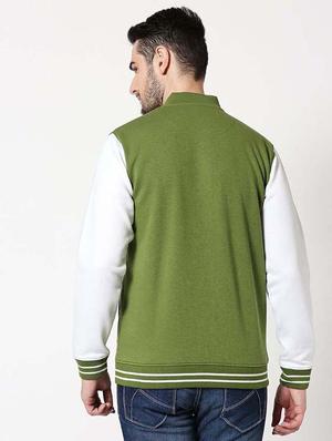 olive green color block bomber jacket - 17432772 - Standard Image - 3