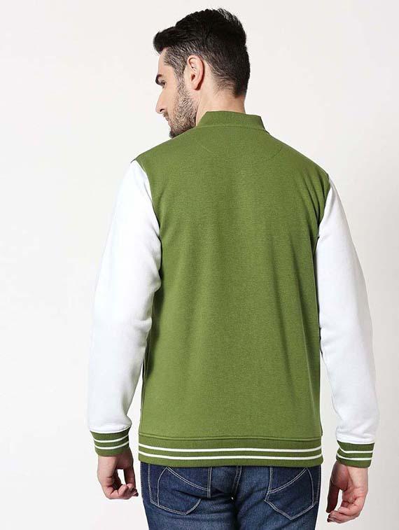 olive green color block bomber jacket - 17432772 - Zoom Image - 3