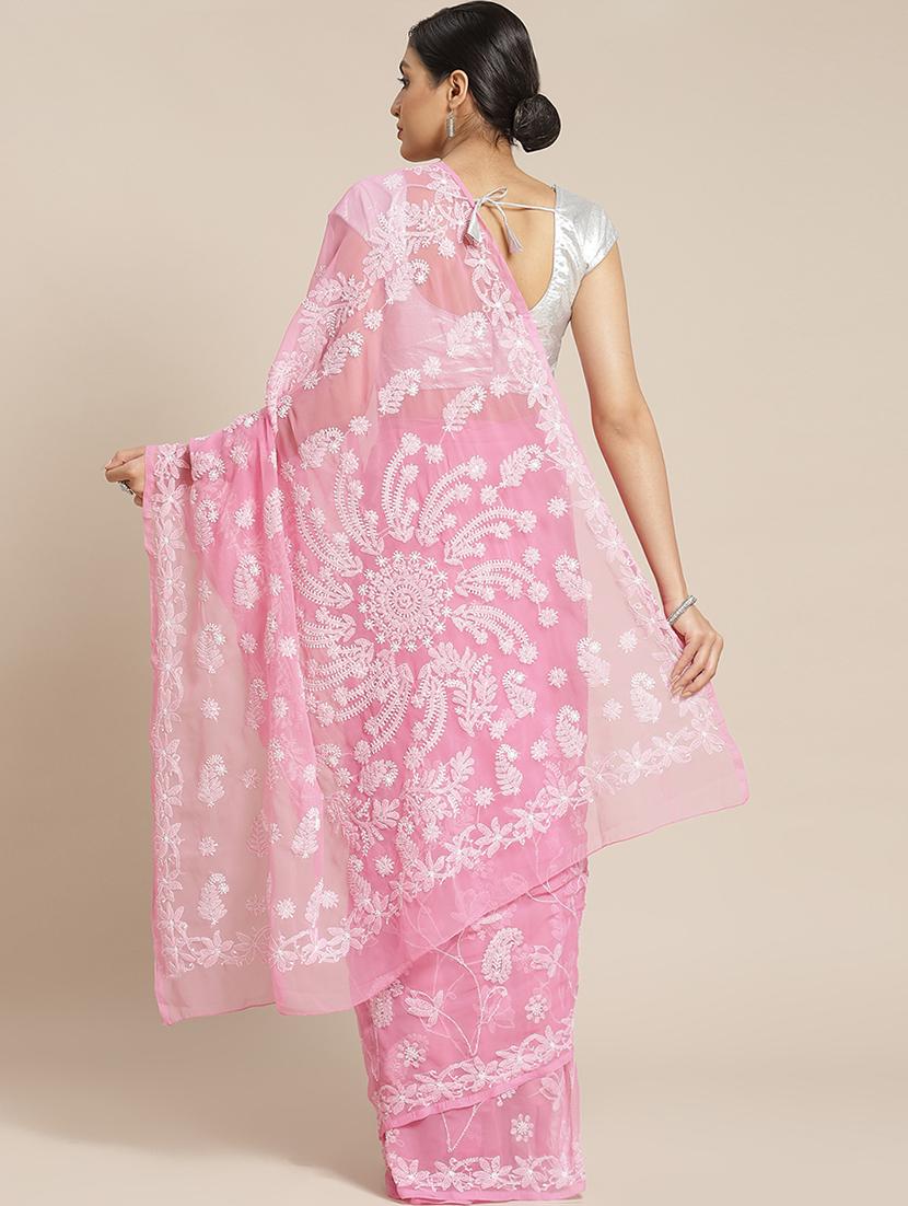 pastel chikankari saree with blouse - 17433026 - Zoom Image - 2