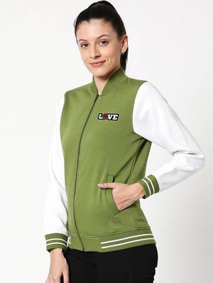 floral patch varsity jacket - 17433157 - Standard Image - 2