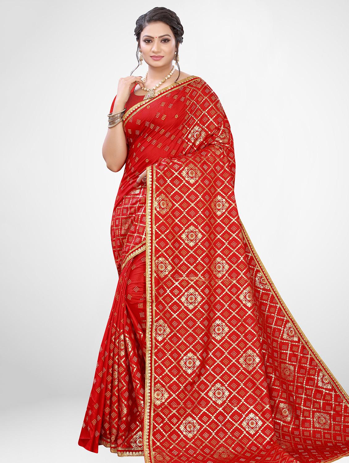foil printed saree with blouse - 17433590 - Zoom Image - 1