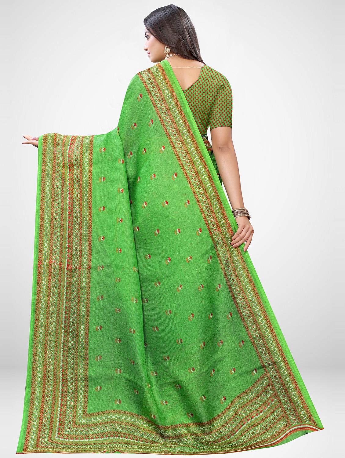bordered printed saree with blouse - 17433691 - Zoom Image - 2