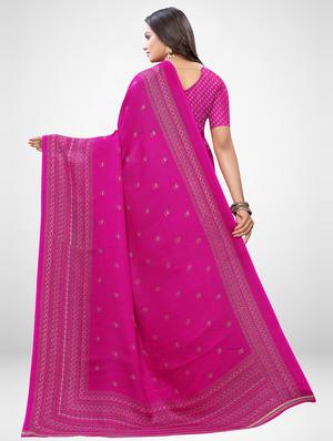 bordered printed saree with blouse - 17433692 - Standard Image - 2