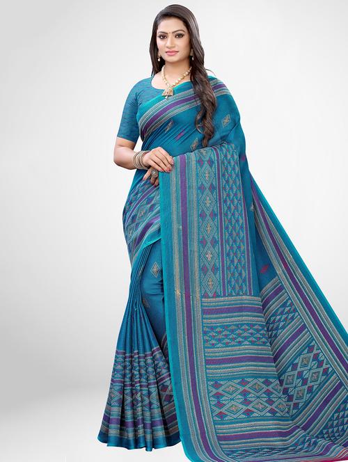 self printed saree with blouse - 17433701 - Standard Image - 1