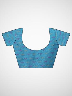 self printed saree with blouse - 17433701 - Standard Image - 3