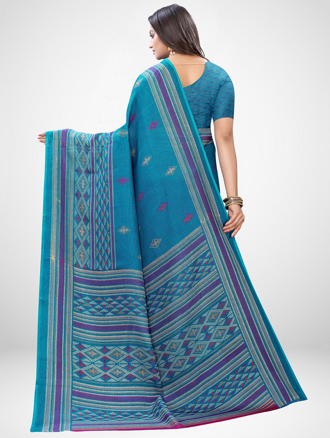 self printed saree with blouse - 17433701 - Zoom Image - 2