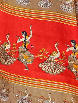 mustard cotton silk printed saree with blouse - 17433709 - Standard Image - 4