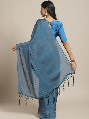 solid plain saree with blouse - 17433756 - Standard Image - 2