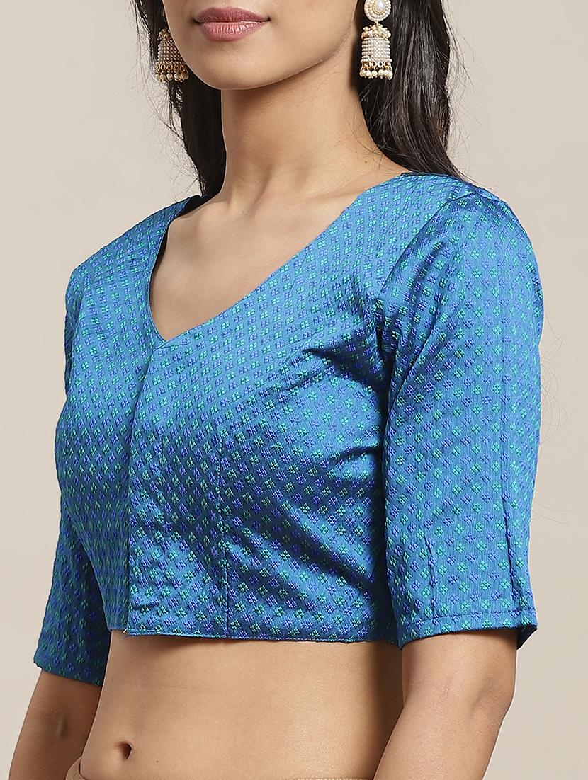 solid plain saree with blouse - 17433756 - Zoom Image - 3