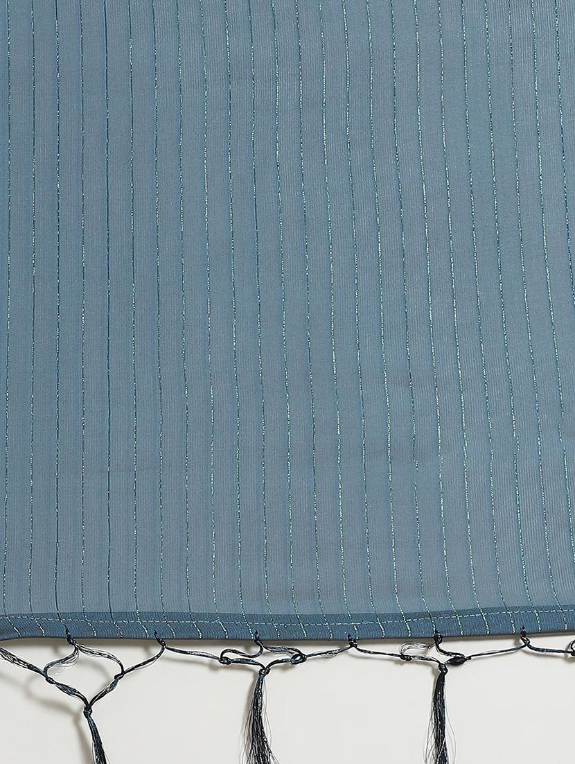 solid plain saree with blouse - 17433756 - Zoom Image - 4