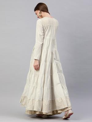 ethnic motifs tiered flare kurta - 17433874 - Standard Image - 3