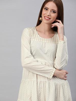 ethnic motifs tiered flare kurta - 17433874 - Standard Image - 4
