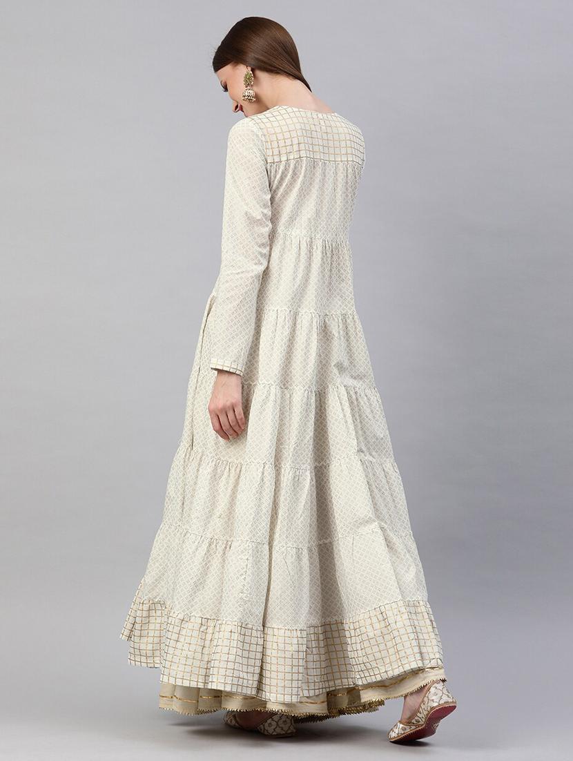 ethnic motifs tiered flare kurta - 17433874 - Zoom Image - 3
