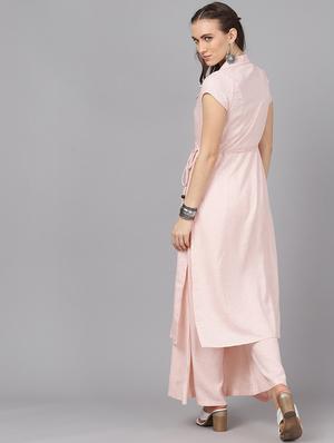 peach viscose aline kurta - 17433906 - Standard Image - 4
