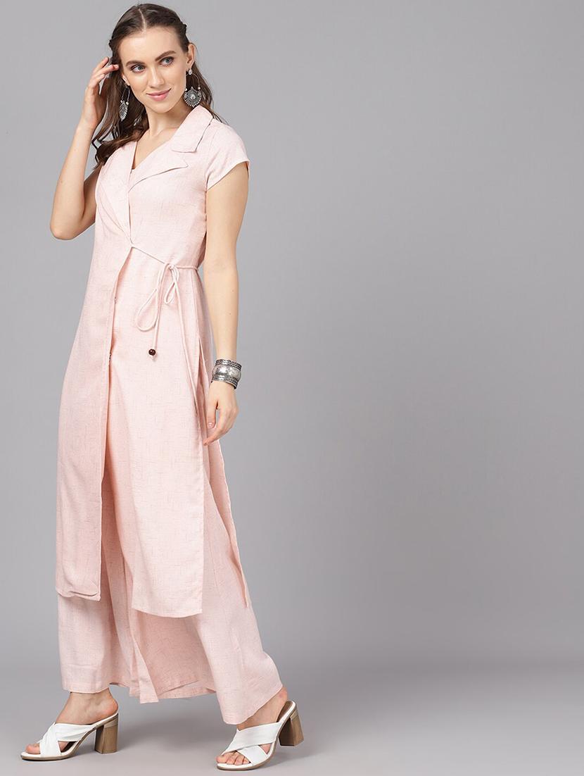 peach viscose aline kurta - 17433906 - Zoom Image - 3