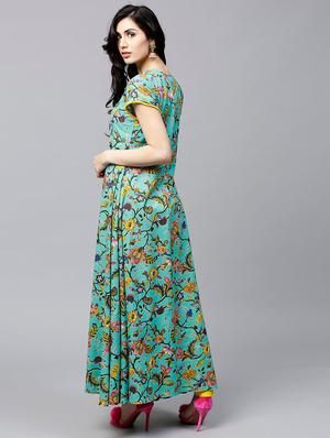 green cotton anarkali kurta - 17433939 - Standard Image - 4