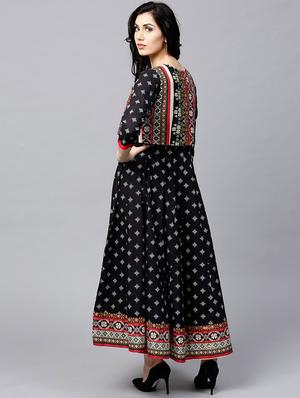 black cotton anarkali kurta - 17433946 - Standard Image - 4