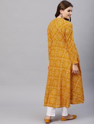 mustard cotton aline kurta - 17433963 - Standard Image - 3