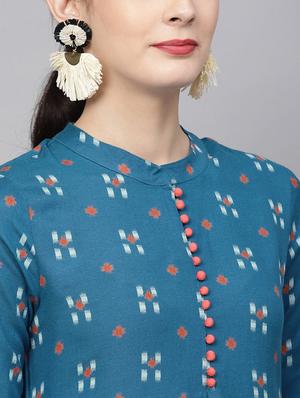 teal viscose straight kurta - 17433973 - Standard Image - 5