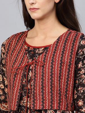 brown cotton anarkali kurta - 17433984 - Standard Image - 5