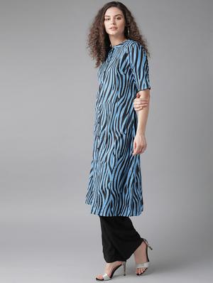 blue viscose aline kurta - 17434042 - Standard Image - 2