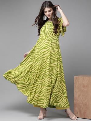 yellow viscose anarkali kurta - 17434048 - Standard Image - 4