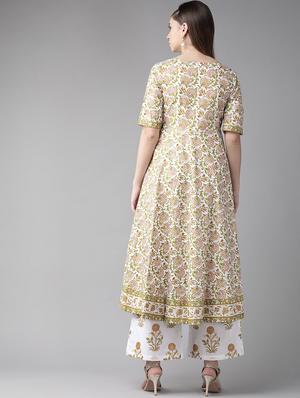 white cotton anarkali kurta - 17434066 - Standard Image - 3