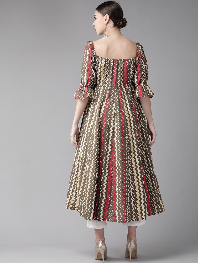 striped anarkali kurta - 17434068 - Zoom Image - 3