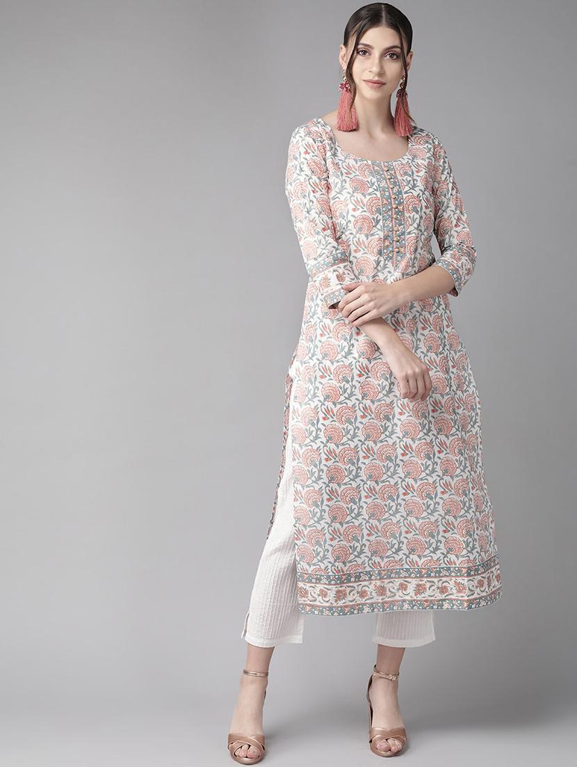 floral straight kurta - 17434074 - Zoom Image - 1