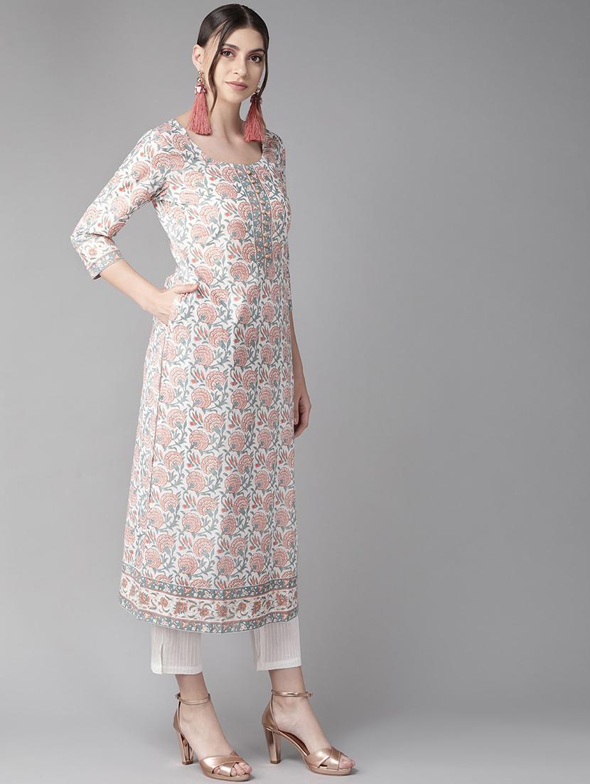 floral straight kurta - 17434074 - Zoom Image - 2